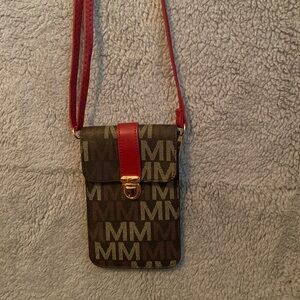 MKF Crossbody Bag Beige. Crossbody Clutch, Faux Leather, Phone Purse